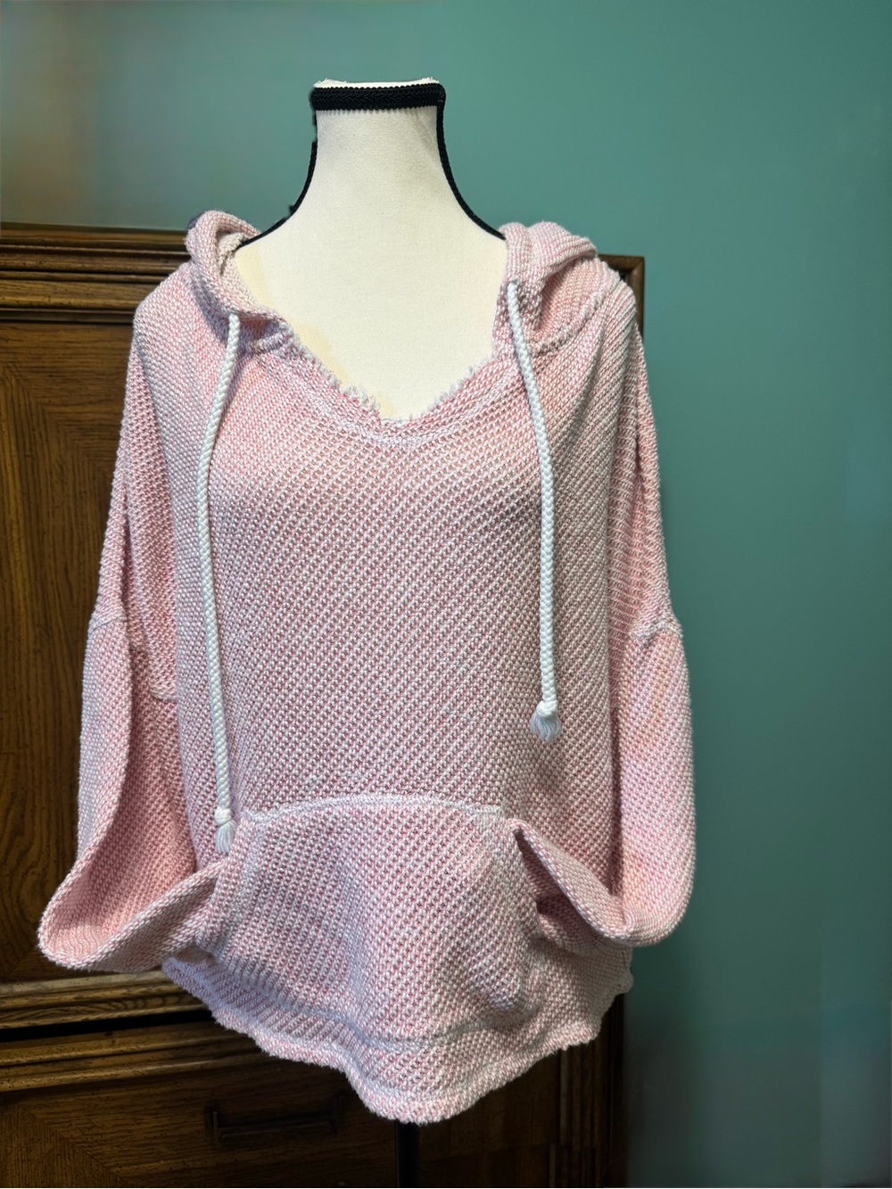 EUC - Light Pink Knit Hoodie Sweater - Women Tops